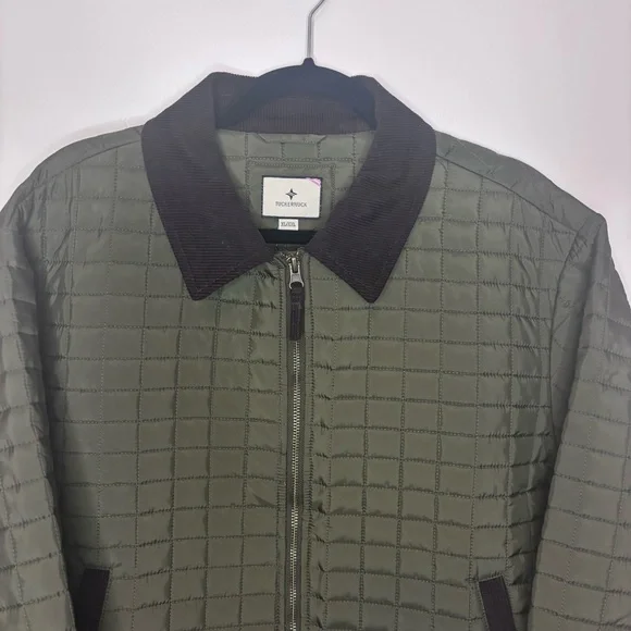 Tuckernuck NWT Olive Green Box Quilt Barn Coat Jacket Corduroy detail sz XL/XXL - Picture 4 of 8